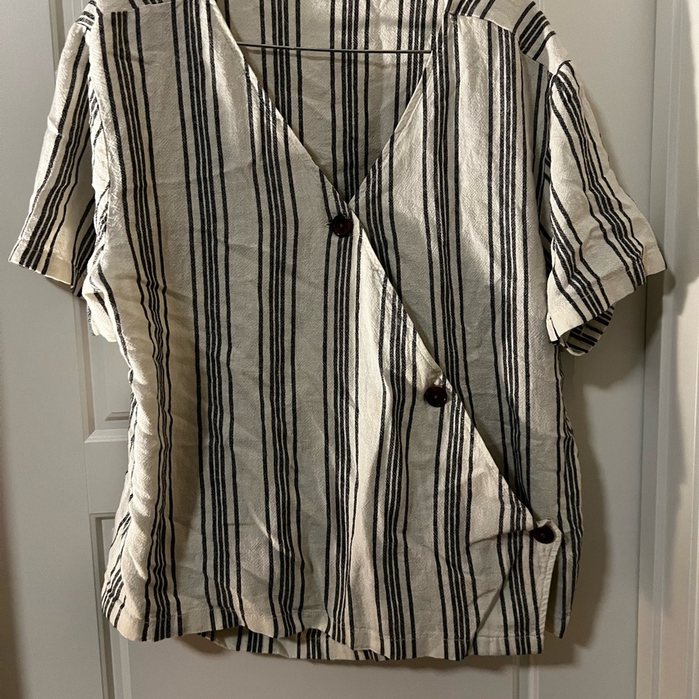 Striped Black and White Women's Top